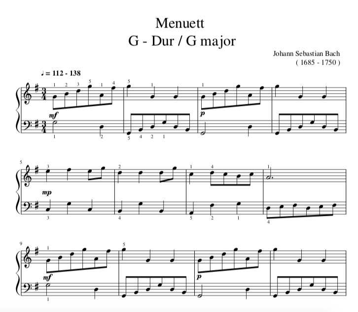 Menuett  G - Dur / G major